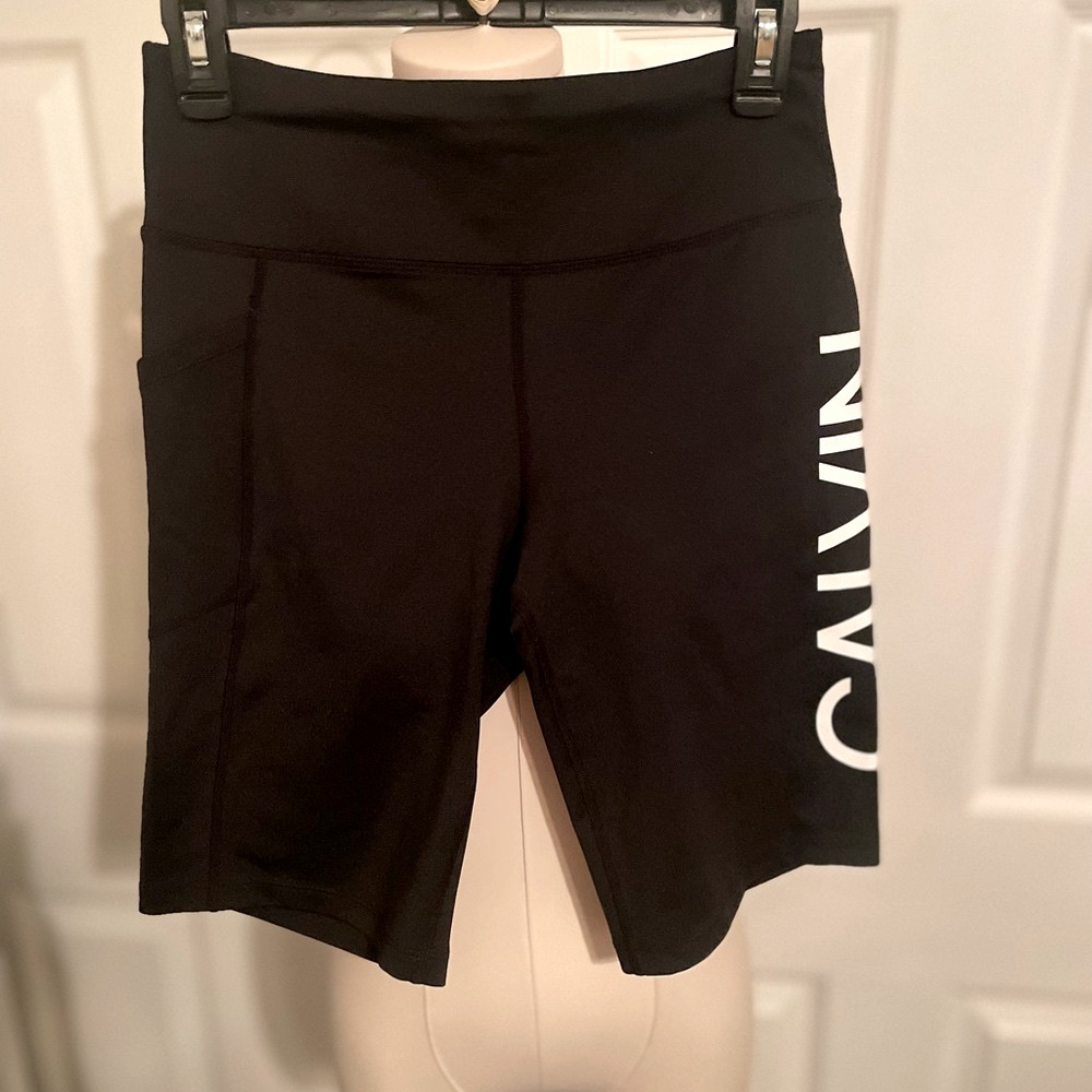 Calvin Klein Black Bike Shorts with White Logo